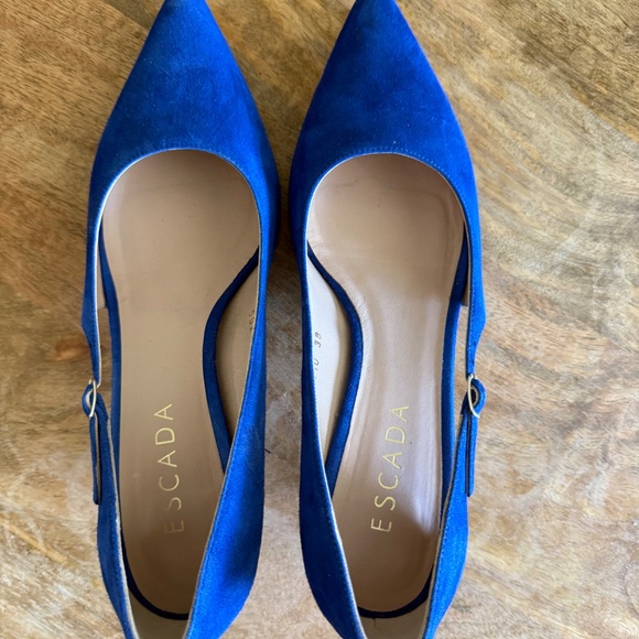 Escada Blue Suede Slingback Pumps Size EU 38 (fits US 7–7.5) - Picture 2 of 6